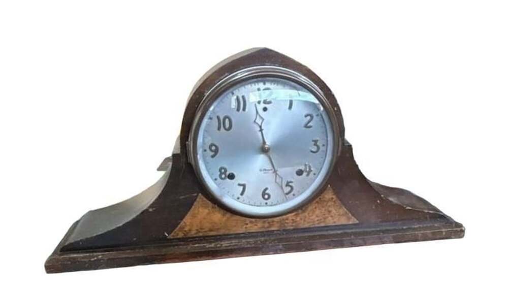Vintage William L. Gilbert Clock Company Tambour Mantel Clock see description
